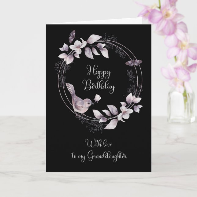 Granddaughter Birthday Bird and Butterflies Card (Orchid)