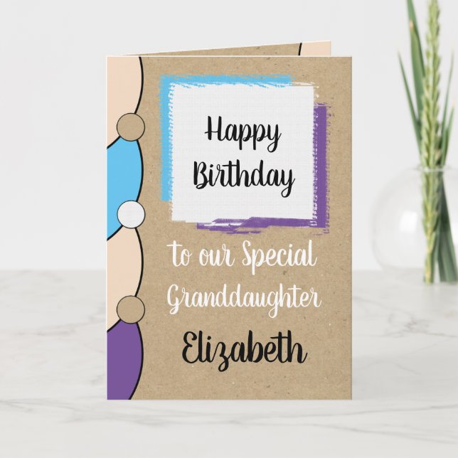 Granddaughter birthday blue white rustic card (Front)