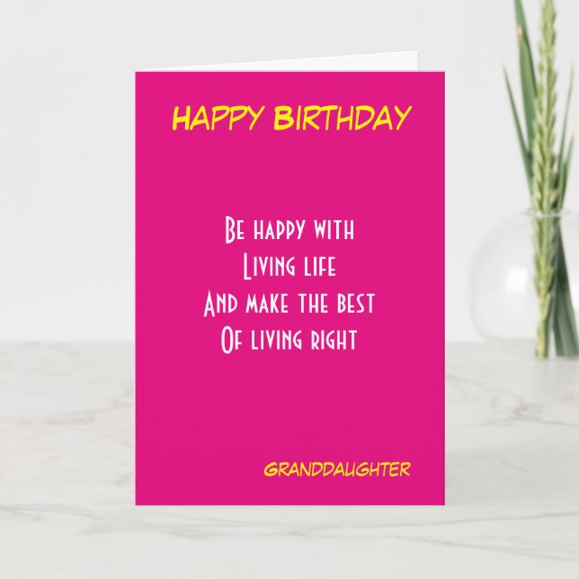 Granddaughter birthday card (Front)