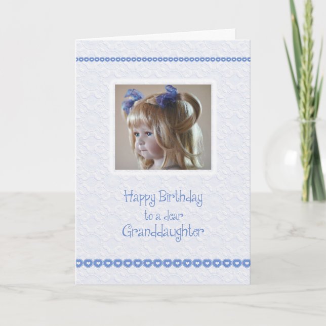 Granddaughter Birthday Card, Blue Hearts Card (Front)