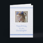 Granddaughter Birthday Card, Blue Hearts Card<br><div class="desc">Send birthday wishes to a special granddaughter with this card featuring an innocent face of a sweet little girl with pigtails in her hair and borders of pink hearts!</div>