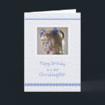 Granddaughter Birthday Card, Blue Hearts Card<br><div class="desc">Send birthday wishes to a special granddaughter with this card featuring an innocent face of a sweet little girl with pigtails in her hair and borders of pink hearts!</div>