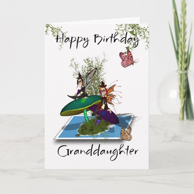 Granddaughter Birthday Card - Cute Gothic Fairies (Front)