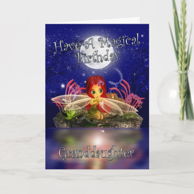 Granddaughter Birthday Card - Cute Little Fairy - (Front)