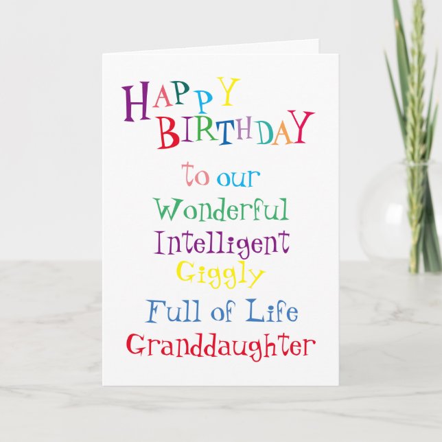 granddaughter birthday card.girls.daughters.female card (Front)