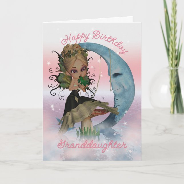 Granddaughter Birthday Card With Cute Fairy And Fr (Front)
