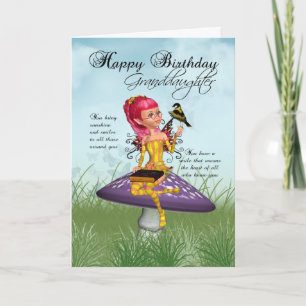 Granddaughter Birthday Card With Fairy And Chaffin