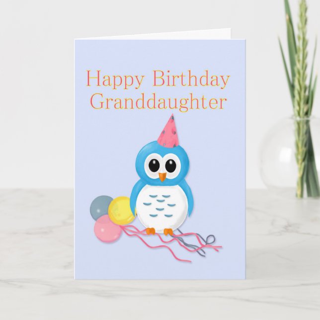 Granddaughter Birthday Cute Owl Card (Front)