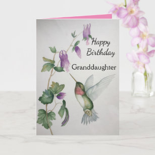 Granddaughter Birthday Hummingbird Garden Card
