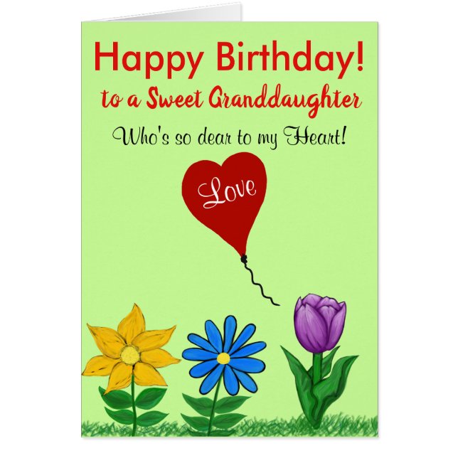 Granddaughter Birthday Love Floral Card (Front)