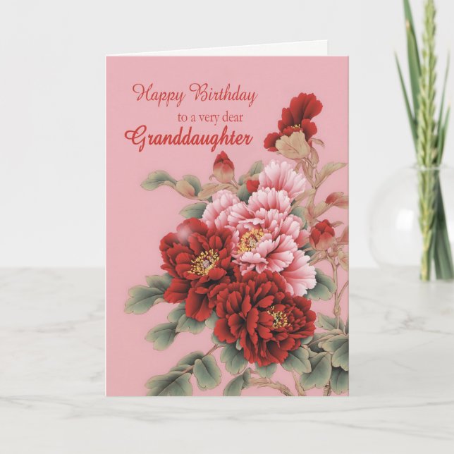 Granddaughter Birthday Peonies Card (Front)