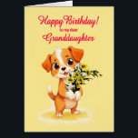 Granddaughter Birthday Puppy and Flowers<br><div class="desc">A cute birthday card for a granddaughter. A cuddly puppy holding a bunch of flowers and saying 'Happy Birthday'. Celebrate a birthday with this irresistible card showcasing a sweet puppy holding a bunch of daisy flowers,  perfect for melting hearts.</div>