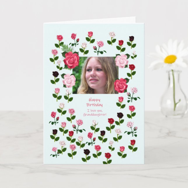 Granddaughter, Birthday, Roses Card (Small Plant)