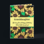 Granddaughter Birthday Sunshine Sunflowers Card<br><div class="desc">Celebrate your grand daughter's birthday with a sunny bright sunflower sunflower card. Simple yellow blossoms add pops of vibrant color to the dramatic black background. Stylish,  modern and full of cheer,  the watercolor and ink painting is a creative way to send sunflowers and sunshine on a special day.</div>
