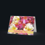 Granddaughter Birthday Welsh Penblwydd Hapus Wyres Card<br><div class="desc">Happy Birthday for Granddaughter paper greeting card written in Welsh. Penblwydd Hapus Wyres. Image of tropical Plumeria,  Frangipani flowers in bright colours. Art,  image,  and verse copyright © Shoaff Ballanger Studios,  2025.</div>