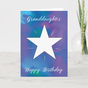Granddaughter Birthday White Shining Star Card