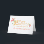 Granddaughter Birthday with Clematis Flowers Card<br><div class="desc">An elegant, minimalist birthday card for your Granddaughter with gold-effect lettering and pinkish-red Clematis flowers and their long, rambling stems and leaves. The front cover greeting is, 'Happy Birthday to a very special Granddaughter' in gold-effect lettering with an outsize letter 'B' entwined with a cluster of Clematis flowers and its...</div>