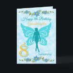 Granddaughter Blue Fairy 8th Birthday Card<br><div class="desc">A Pretty blue Fairy 8th birthday card features a blue fairy on a cloudy blue background and a large number 8 on the front of the card. This card can be personalised from Granddaughter to Daughter, Sister , Niece great niece or Cousin or the wording removed if desired. A lovely...</div>