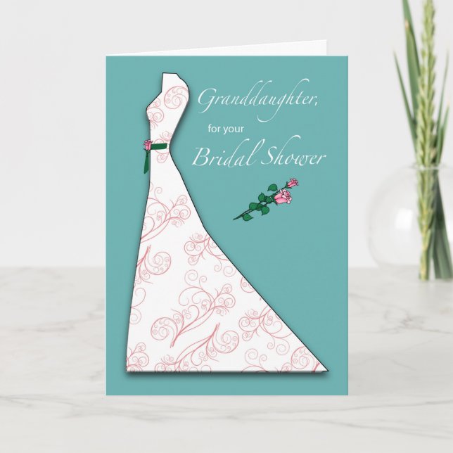 Granddaughter Bridal Shower Dress Silhouette Teal Invitation (Front)