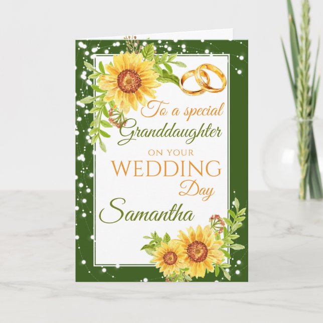 Granddaughter Bride Wedding Day Sunflower Card (Front)