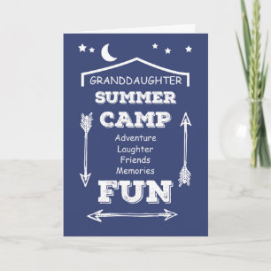 Granddaughter Camp Fun Navy Blue, Thinking of You Card