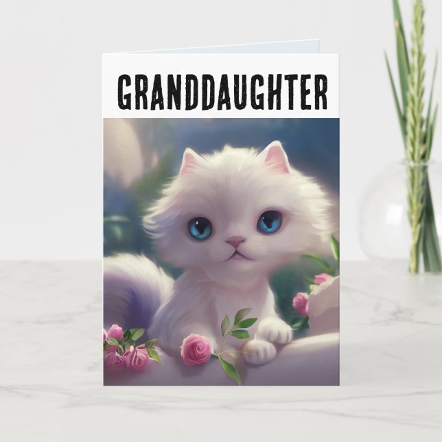 GRANDDAUGHTER CAT KITTEN BIRTHDAY Greeting Card (Front)