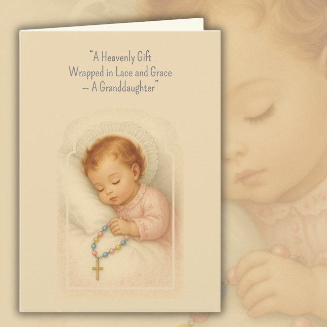 Granddaughter Catholic Rosary Baby Girl Card (Creator Uploaded)