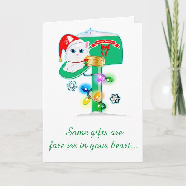 Granddaughter: Christmas Kitten in Mailbox Holiday Card (Front)