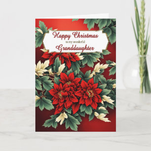Granddaughter Christmas Poinsettias Holiday Card