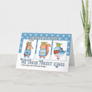 Granddaughter Christmas Three Forest Kings Cute Holiday Card