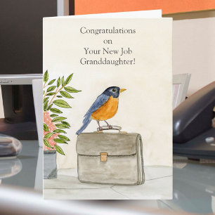 Granddaughter Congratulations New Job Robin Card