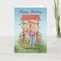 Granddaughter Cute Girl And Wishing Well Birthday