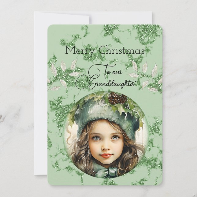 Granddaughter Dark Haired Girl Christmas Wishes (Front)