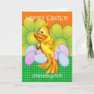 Granddaughter Easter Card With Chick Eggs And Brig
