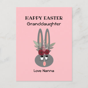 Granddaughter Easter Pink Bunny Personalised  Holiday Postcard