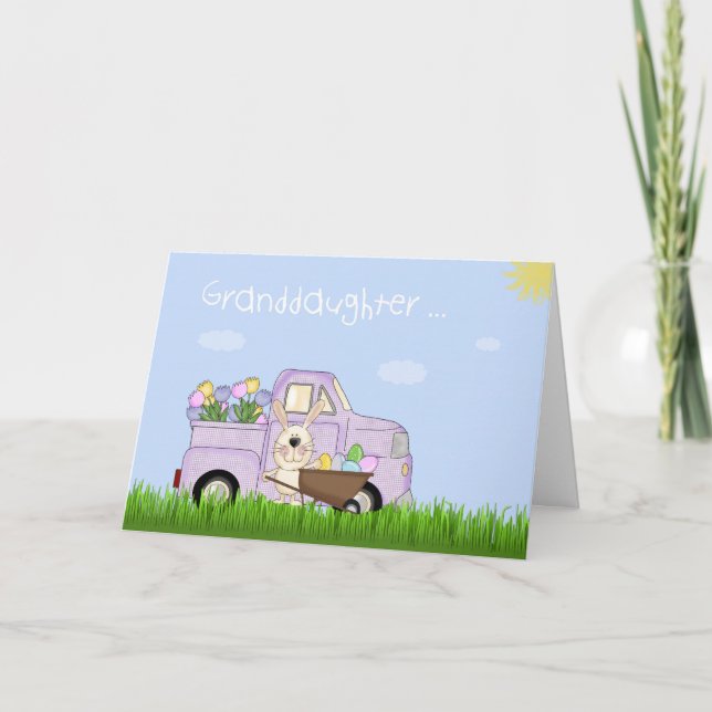 Granddaughter Easter Truck, Tulips Holiday Card (Front)