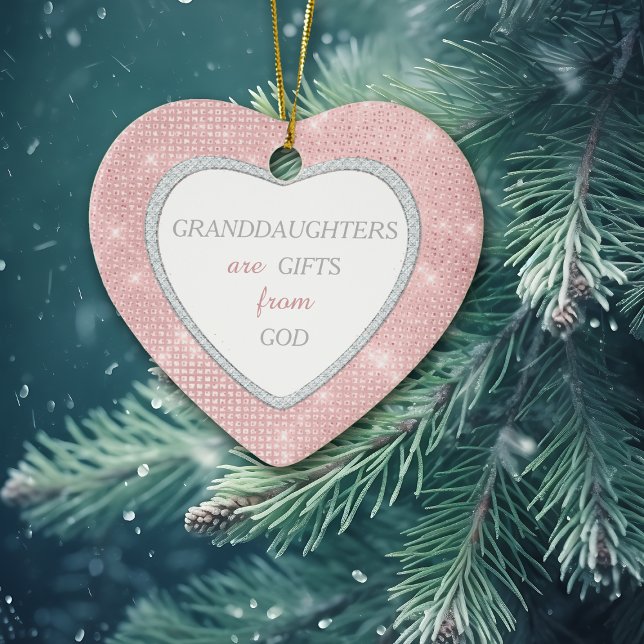 Granddaughter Elegant Lights Pink Christmas Ceramic Tree Decoration (Creator Uploaded)