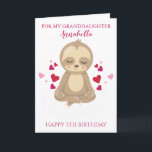 Granddaughter Fifth Birthday Cute Pink Sloth Photo Card<br><div class="desc">Granddaughter Fifth Birthday Cute Pink Sloth Photo Card</div>