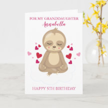 Granddaughter Fifth Birthday Cute Pink Sloth Photo