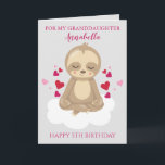 Granddaughter Fifth Birthday Cute Pink Sloth Photo Card<br><div class="desc">Granddaughter Fifth Birthday Cute Pink Sloth Photo Card</div>