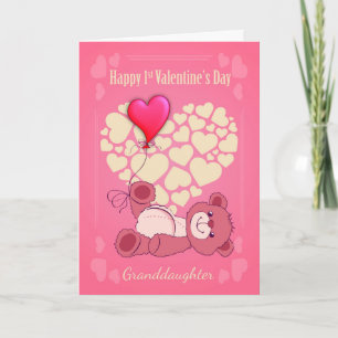 Granddaughter, First 1st Valentine's Day With Tedd Holiday Card