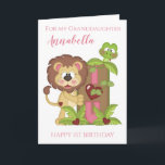 Granddaughter First Birthday Cute Lion Photo Card<br><div class="desc">Granddaughter First Birthday Cute Lion Photo Card</div>