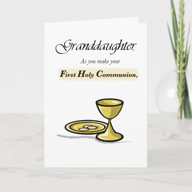 Granddaughter First Communion Gold Chalice, Paten Card (Front)
