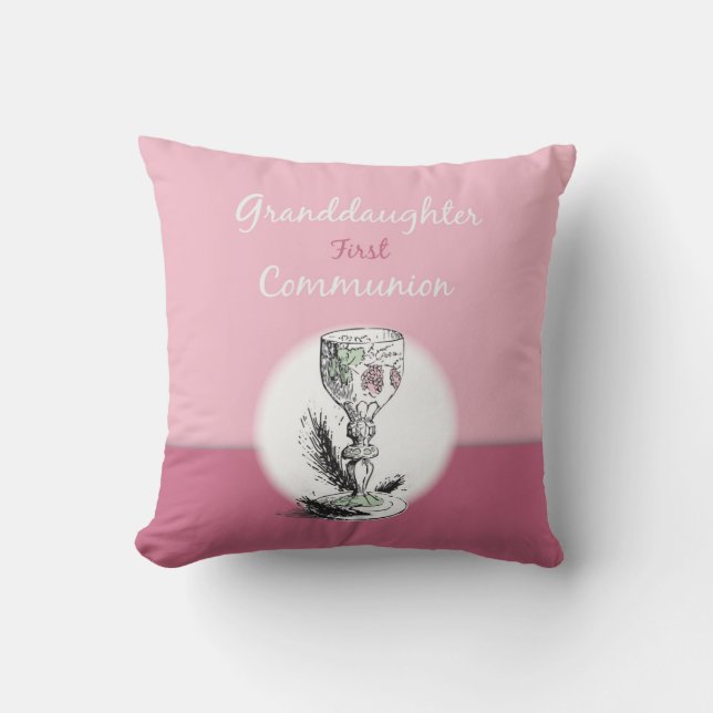 Granddaughter First Communion Pink, Chalice Cushion (Front)