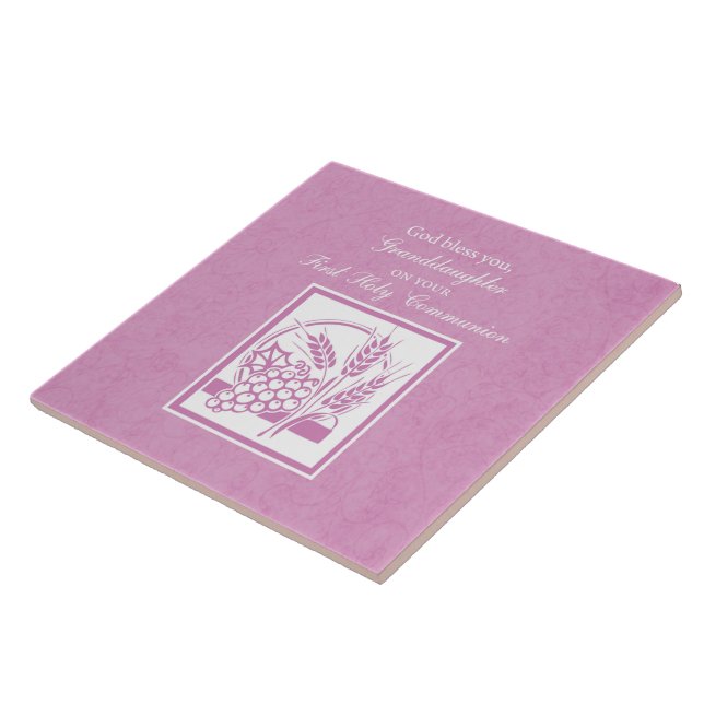 Granddaughter First Communion, Pink Tile (Side)