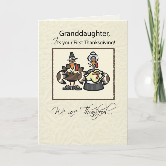 Granddaughter First Thanksgiving Turkey Family Holiday Card (Front)