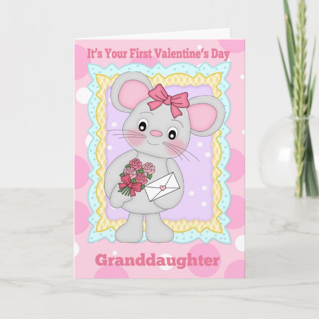 Granddaughter First Valentine's Day With Little Mo Holiday Card (Front)