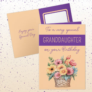Granddaughter gerbera orange purple birthday card