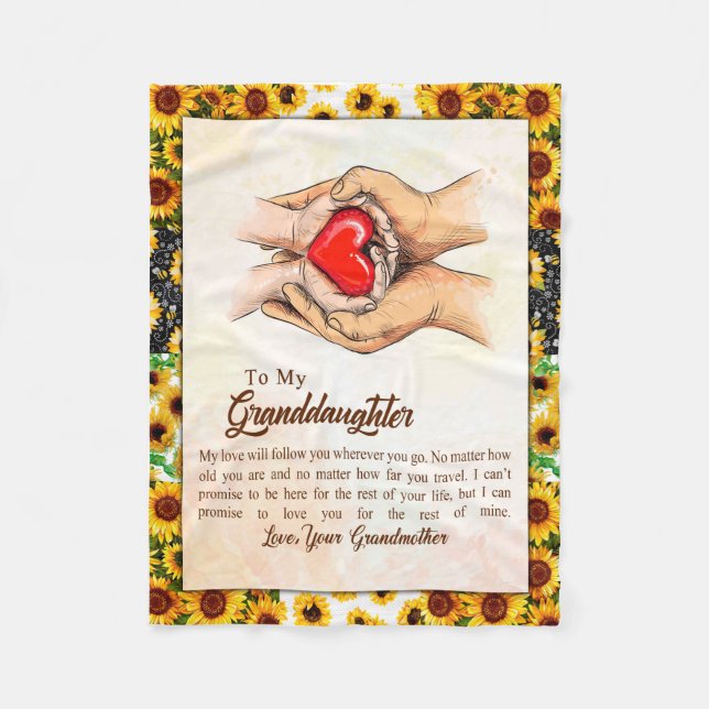 Granddaughter Gift | Love Grandmother Family Group Fleece Blanket (Front)
