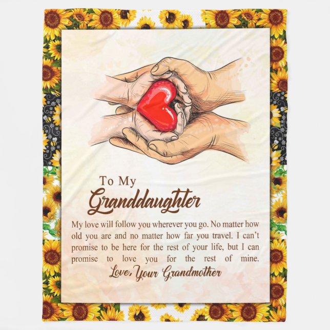 Granddaughter Gift | Love Grandmother Family Group Fleece Blanket (Front)